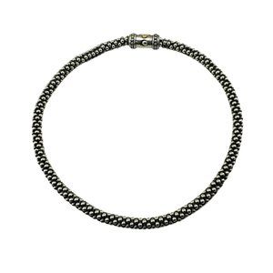 Lagos Caviar Sterling Silver and 18 Karat Yellow Gold Beaded Necklace #11224